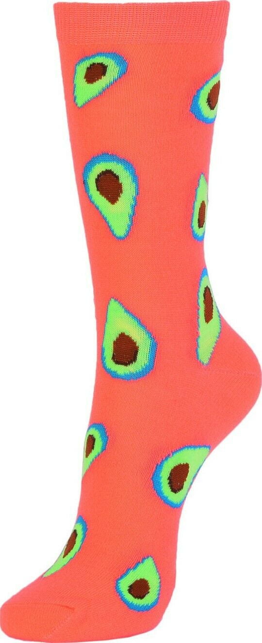Womens Fun Crew Socks Hot Pink Avacado Colorful Funny Novelty Socks