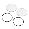 thumbnail image 1 of Unique Bargains 1.7' Dia Polished Edge Round LED Lens Flashlight Glass Lens with Silicone Ring Transparent Black 2 Set, 1 of 5
