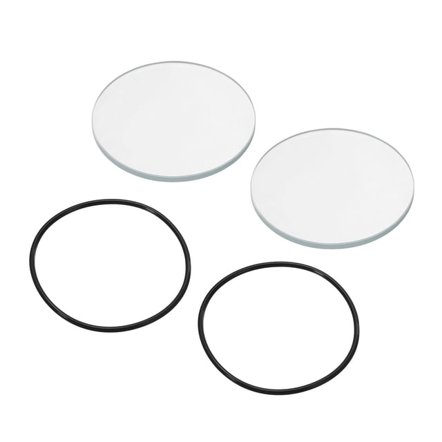 Unique Bargains 1.7' Dia Polished Edge Round LED Lens Flashlight Glass Lens with Silicone Ring Transparent Black 2 Set