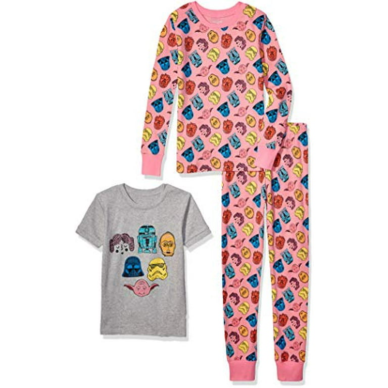 Spotted Zebra Girls Disney Marvel Frozen Princess Snug Fit Cotton Pajamas Sleepwear Sets 3 Piece Star Wars Scribble X Small