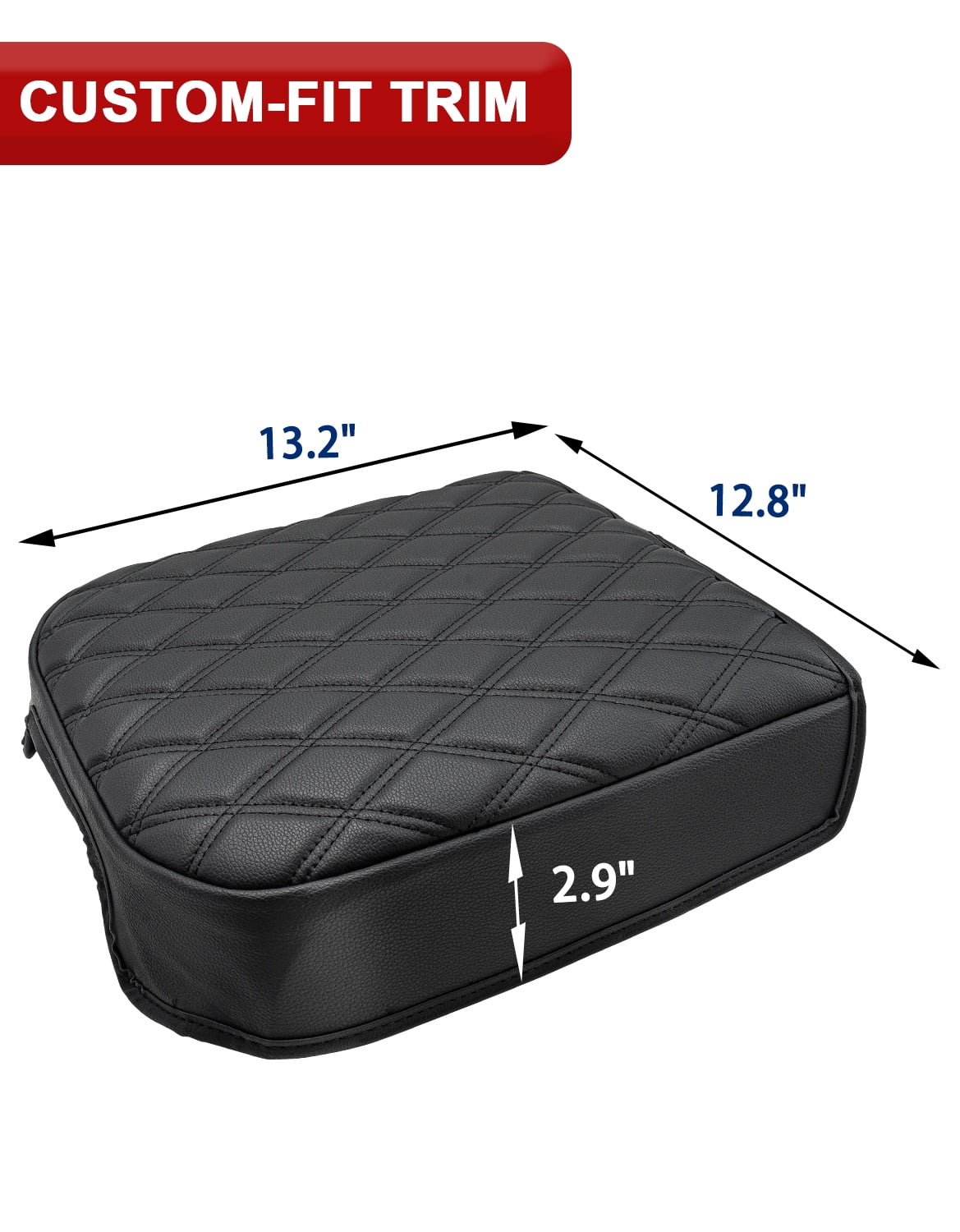 KBH Center Console Cover for Ford F250 F350 F450 F550 Super Duty 2023-2026, Black Leather Arm Rest Lid Box Covering Cushion Pad for Ford Accessories (Bucket Seat Only)