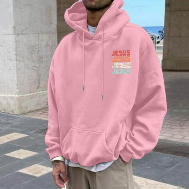 MHFRRA Sudaderas Casuales para Hombre para Uso Diario, Sudaderas Estampadas de Corte Relajado para Otoño E Invierno, Fáciles de Cuidar, Elegantes y Cómodas Rosa