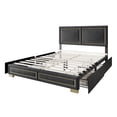 thumbnail image 5 of Home Design Jasper King Upholstered Storage Platform Bed Frame with Gold Aluminum Trim and Four Under-Drawers, Dark Gray, Easy Assembly, 5 of 6