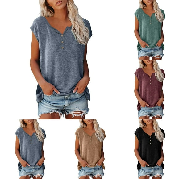 T-Shirts Women Solid Color Short Sleeved Oversized Casual Breathbale Shirts Leisure Workout Shirts Women Khaki XL