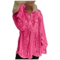thumbnail image 2 of Pntutb mujeres moda suelta lentejuelas cuello redondo blusas sólidas fiesta brillo top camisas casuales Pntutb Pntutb-1215, 2 of 6