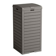 31 Gallon Outdoor Trash Can, Waterproof Trash Can Cabinet for Outside, Resin Garbage Bin with Lid and Drip Tray for Easy Cleaning for Patios, Kitchens, and Outdoor Entertaining(Light Gray)