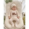 thumbnail image 5 of RUINIXCW Newborn Baby Boy Little Brother Outfit Waffled Knit Romper Letter Embroidered Dot Long Sleeve Infant Spring Fall Winter Clothes Bodysuit Jumpsuit Hat, 5 of 9
