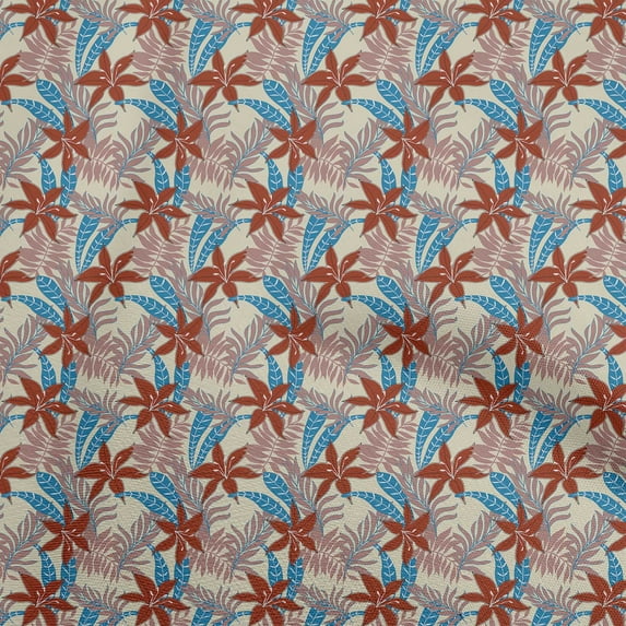 oneOone Silk Tabby Off White Fabric Tropical Leaf Craft Projects Decor Fabric Printed By The Yard 42 Inch Wide
