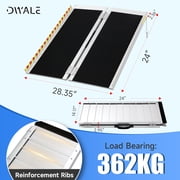 DWALE 2ft Portable Wheelchair Ramp, 800 lbs Capacity Folding Aluminum Ramp with Anti-Slip Surface for Home Steps, Doorways