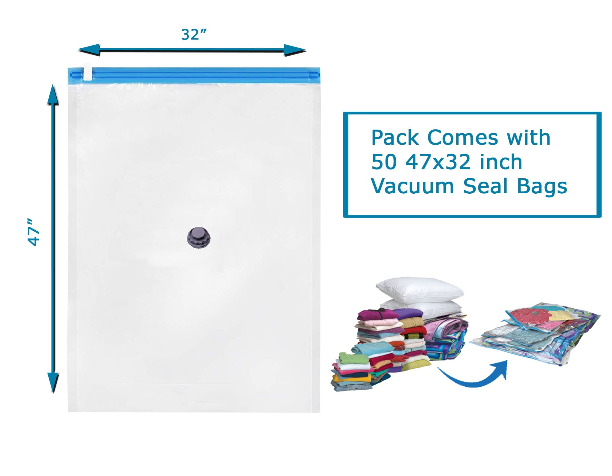 Large Vacuum Storage Strong Plastic Bag Space Saver Jumbo Capacity Bag 50x70 cm 