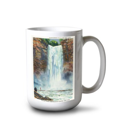 

15 fl oz Ceramic Mug Ithaca New York View of Taughannock Falls from the Bottom Dishwasher & Microwave Safe