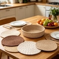 thumbnail image 5 of Round Cotton Yarn Placemats, Handwoven Heat Insulation Mat 10 Inch for Hot Dishes Pots Pans, Kitchen Table Protector & Home Decor for Dining, 5 of 6