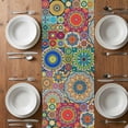 thumbnail image 4 of Table Runner 60 Inches Long for Kitchen Dining, Colorful Ethnic Dresser Scarf Farmhouse, Dining Table Decorations for Wedding/Parties, National Modern Geometric Blue Green 13 x 60 In, 4 of 8