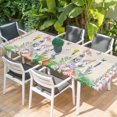 thumbnail image 2 of Easter Table Cloths for 8 Foot Rectangle Tables, Spring Bunny Botanical Flowers Herbs Eggs Plaid Patio Waterproof Elastic Fitted Tablecloths, Washable Rectangular Table Cover for Camping, 2 of 8