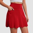 thumbnail image 2 of vigerkar Skorts for Woman with Pockets Golf Athletic Skirts Scalloped Hem Tennis Skirt Dressy Casual (Red, XXL), 2 of 7