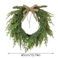 thumbnail image 3 of Norfolk Pine Christmas Wreath, Artificial Farmhouse Wreath with Burlap Bow Pine Cone, Real Touch Holiday Wreath for Front Door Window Fireplace Indoor Outdoor Decor -15.7 Inch, 3 of 8