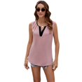 thumbnail image 3 of Womens Pleated Tank Tops V Neck Casual Sleeveless Blouses Summer Basic Vest Shirt Pink S, 3 of 9