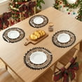 thumbnail image 3 of Round Farmhouse Placemats Set of 6 Placemats for Dining Table Decor Indoor Outdoor Washable Kitchen Table Mat Wipe Clean Brown 15inch, 3 of 6