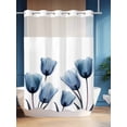 thumbnail image 4 of Blue Tulip No Hook Shower Curtain and Liner Set Minimalist Modern Flower Plant Art Shower Curtains with Snap-in Liner & See Through Top Window Hotel Style for Bathroom Decor 72x86 Inch, 4 of 8