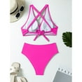 thumbnail image 6 of MSJUHEG Tie Back Bathing Suit,Tummy Control Bikini for Women,Thong String 2 Piece Bikini Set,Retro Swimsuit for Women,Halter Swimsuits for Women,Bathing Suits,High Cut Bathing Suits Hot Pink S, 6 of 8