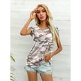 thumbnail image 4 of CALIPESSA Womens Summer Camo Print Short Sleeve Tunic Tops Loose Fit Casual Round Neck T-Shirt, 4 of 5
