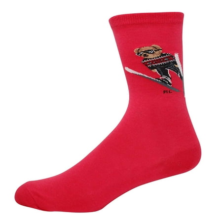 Polo Ralph Lauren Women's Ski Bear Trouser Socks, Red,