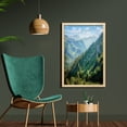 thumbnail image 2 of Mountains Wall Art with Frame, Misty Landscape View of Highland Cloudscape, Printed Fabric Poster for Bathroom Living Room, 23" x 35", Sky Blue Green, by Ambesonne, 2 of 2