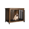 thumbnail image 2 of Dog Crate Furniture, Wood Dog Crate with Wheels, Heavy Duty Indoor Dog Cage Chew-Resistant Pet Crate, Decorative End Table Pet House for Small Medium Dogs(Rustic Brown), 2 of 7