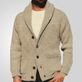 thumbnail image 7 of YLSDY Men's Shawl Collar Cardigan Sweaters, Button Down V Neck Casual Long Sleeve Knitted Cozy Outerwear Tops Khaki XL, 7 of 7