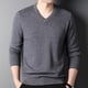 thumbnail image 1 of Suéter de cuello en V para hombres jóvenes y de mediana edad, de moda, simple, camisa de fondo, suéter cálido de cuello de corazón de color sólido, 1 of 6