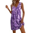 thumbnail image 2 of QUNYINEY Womens Sundresses Casual A Line Mini Floral Sleeveless Tank Dress Loose Fit V Neck with Pockets Beach Dresses, 2 of 7
