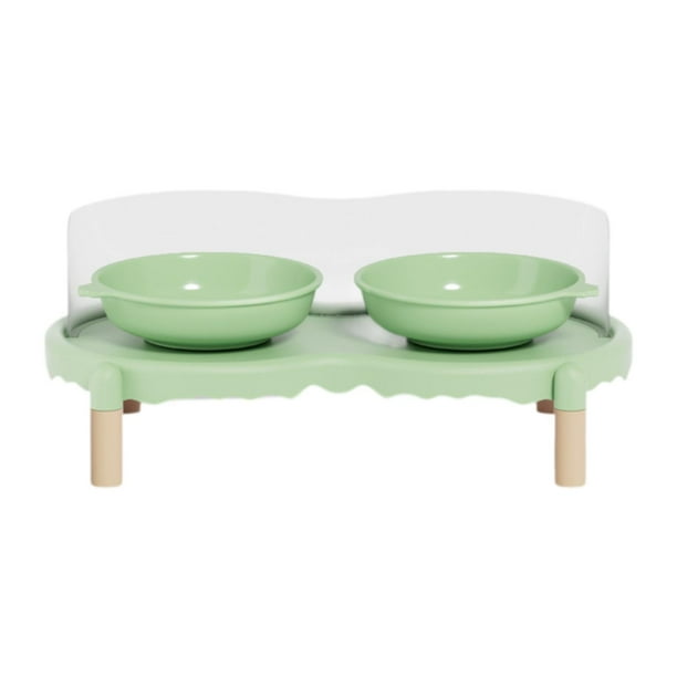 Cuencos elevados para gatos, cuencos para mascotas con soporte, juego de cuencos para comida y agua, elevados Verde