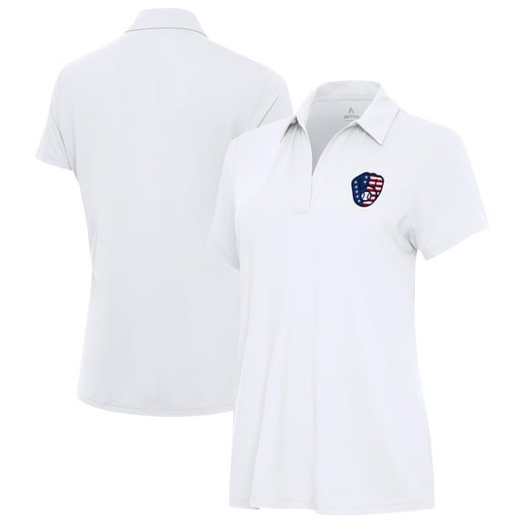 Women's Antigua White Milwaukee Brewers Era Stars and Stripes Team Logo Polo