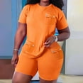 thumbnail image 5 of Gibobby Blusas Manga Larga Conjuntos de entrenamiento para mujer, conjuntos casuales a juego de 2 piezas, conjunto de pijama con pantalones cortos de Yoga de cintura alta y corto（Anaranjado， XL), 5 of 5