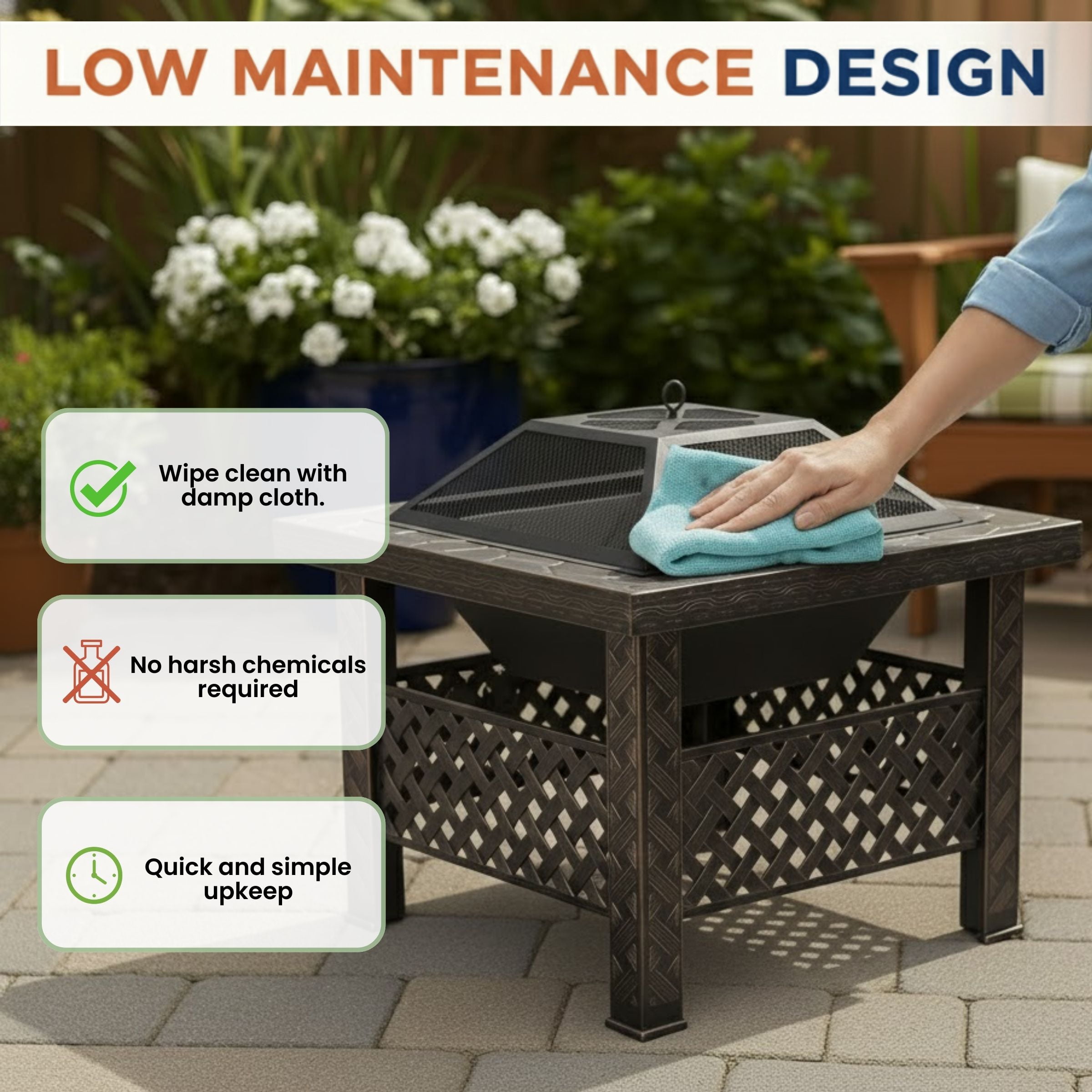 Pure Garden 26-Inch Outdoor Fire Pit with Screen, Cover, and Poker (Bronze)