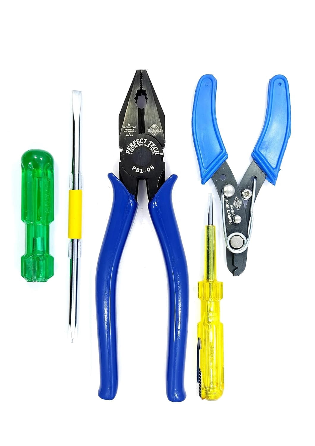 Personal Tools Set Of 4 Pcs 2 In 1 | Combination Plier 8 Inch | Wire Stripper 5 Inch | Tripper Line Tester | Screw Driver | Hand Tool Steel | Plier Tool Kit Set - Accessories