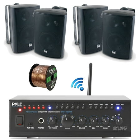 Pyle WiFi Bluetooth Stereo Amplifier 240-Watt Home Theatre Receiver, Dual Electronics 4