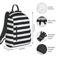 thumbnail image 3 of Naloa Black And White Stripes Print Lightweight DayBackpack Suitable for school, work, shopping, travel, etc., 3 of 5