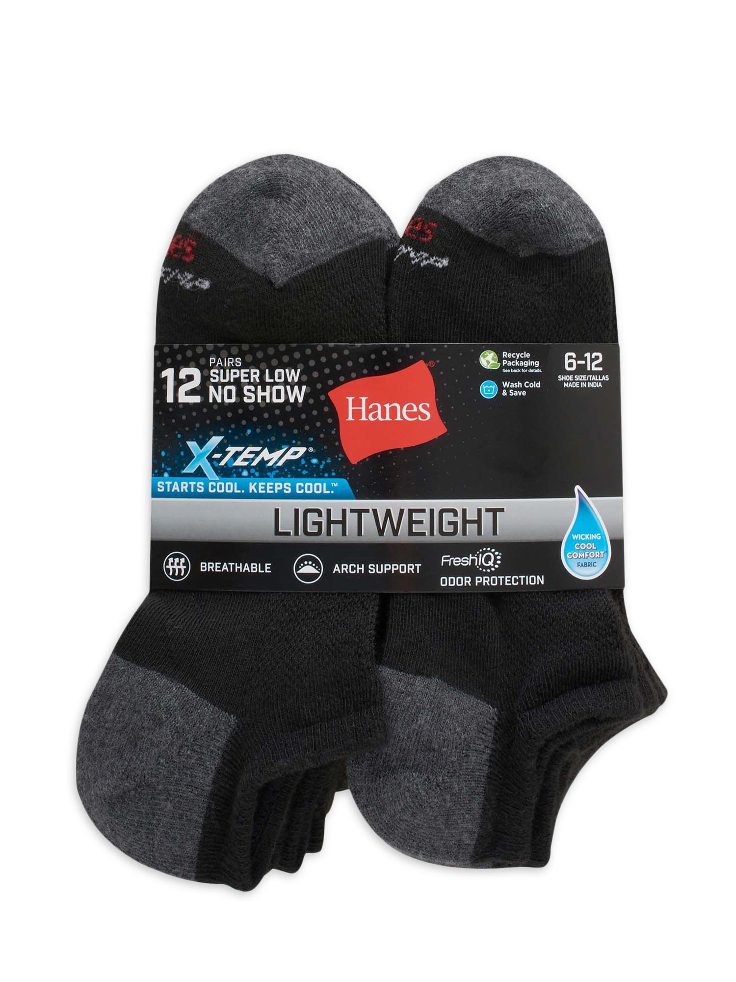 Ankle Socks Men's X-Temp Big And Tall No Show Socks (12 Pack) By