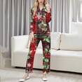 thumbnail image 1 of Conjunto de blusa y pantalón de manga larga con estampado de botones y cuello vuelto para mujer, blusa y pantalón de poliéster para mujer, 1 of 9