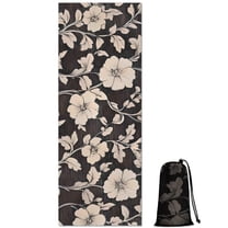 Pioneer Flower Floral Print Pattern Hot Yoga Mat Towel Non Slip for Hot Yoga - Quick-Drying Yoga Mat Cover with 4 Corner Pockets with Travel Bag - Hot Yoga Towel Non Slip 70"x26"