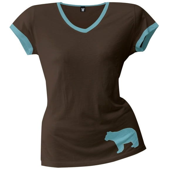 Blue Bear Women's V-Neck Pajama Ringer T-Shirt - X-Large