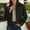 Black, variant on Women's Cropped Trench Coat Suede Button Down Long Sleeve Jackets Lapel Collar Fall Winter Casual Trendy Clothes