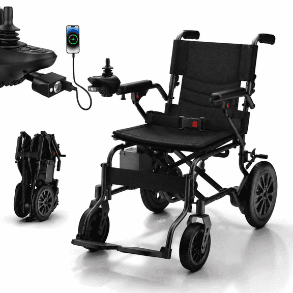 Electric Wheelchair for Adults, Lightweight Foldable Motorized Wheelchair for Seniors, 500W All Terrain Power Wheelchair with 15 Miles Long Range, 350 lbs Capacity