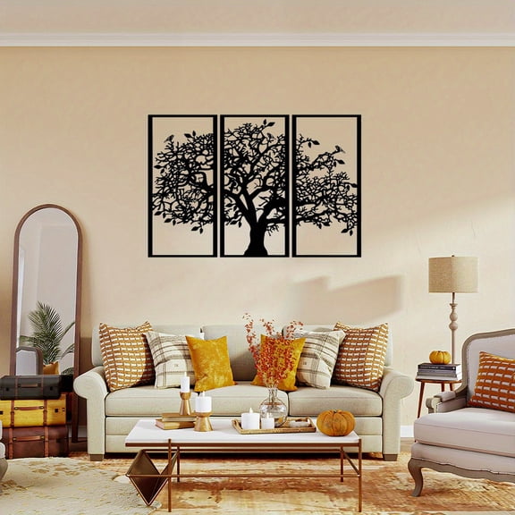 HELLOYOUNG Tree of Life Metal Wall Decor, Large Iron Art Wall Sculpture for Living Room Bedroom, 3D Rustic Farmhouse Home Decoration, Unique Halloween Christmas Gift