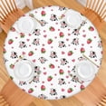 thumbnail image 2 of White Cow Strawberry Heart Pattern Round Fitted Tablecloth with Elastic Edge,Dining Table Cover Waterproof,Outdoor Round Tablecloth for Camping,Dining,Indoor and Outdoor, 2 of 7