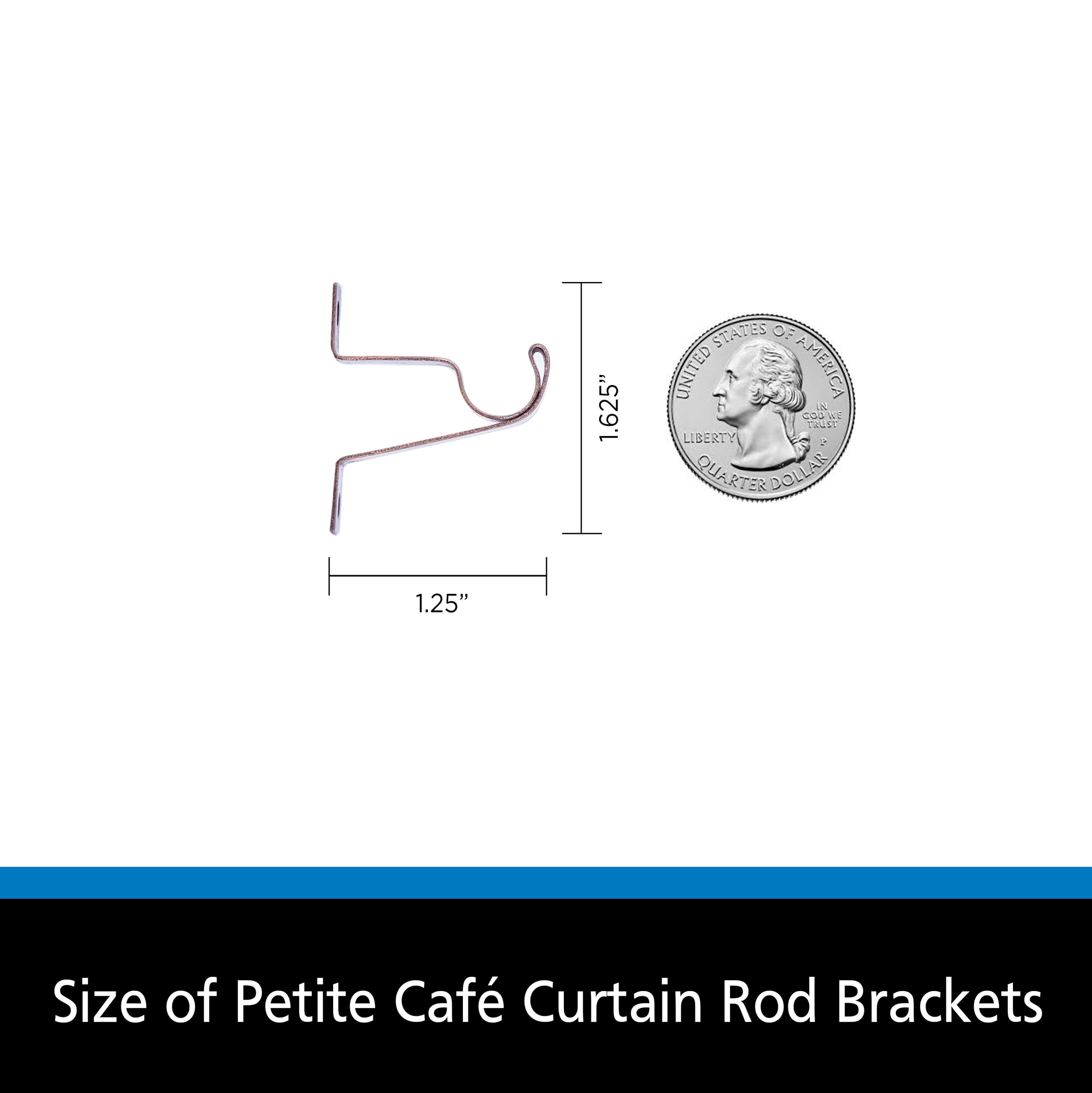 (2 pack) Mainstays 7/16" Petite Café Metal Curtain Mounting Brackets, Set of 2, Bronze