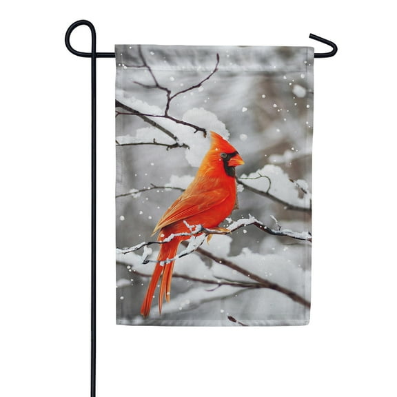 America Forever Red Cardinal Garden Flag Double Sided Vertical Decorative 12.5 x 18 inches for Outdoor, Yard, Porch Snow Branches Rustic Yard Happy Holiday Welcome Winter Snowbirds