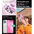 thumbnail image 2 of Funda de teléfono Meifigno diseñada para iPhone 16 Pro 6.3, color rosa intenso, 2 of 7