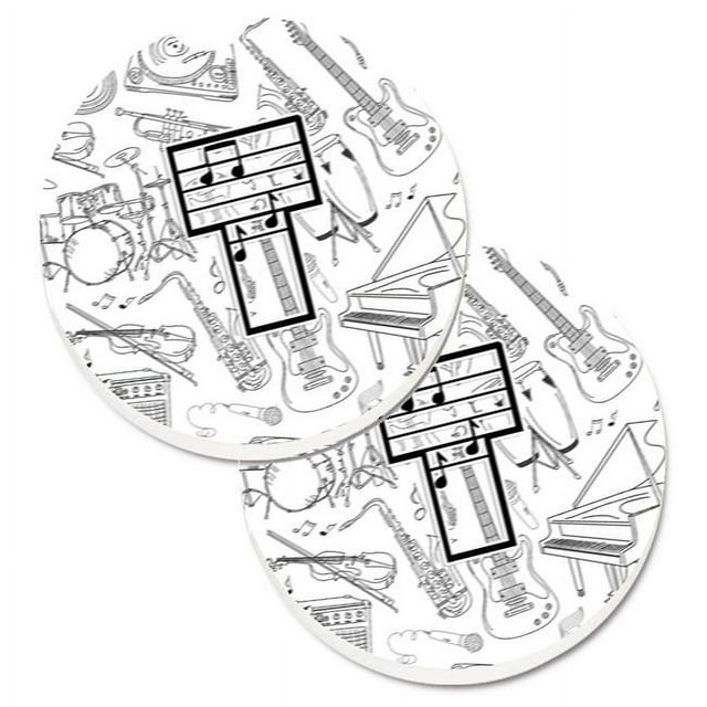 Carolines Treasures CJ2007-TCARC Letter T Musical Note Letters Set of 2 Cup Holder Car Coaster